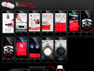 Some screens from Rolls Royce Fashion app aftereffects android animation branding car concept css design icon illustration ios mobile mobile ux mockup prototype ui user experience ux vector watch