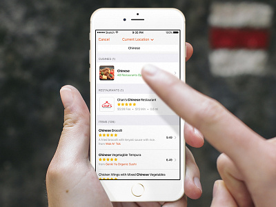 Search results (in progress) app delivery food iphone results search