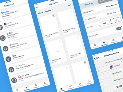 WIP Wireframes for Scanning App