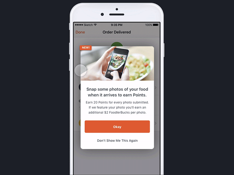 User Submitted Photos in Food Deliver App (Rough Concept) ugc photos submitted user deliver food