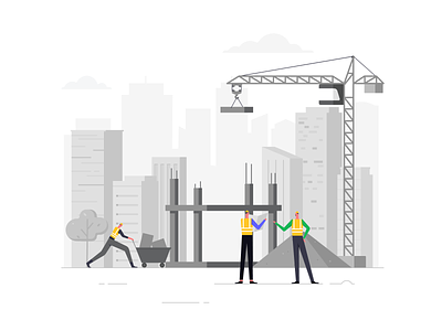 Construction anarock building character cityscape illustration inventory managment process project ui vector work worker