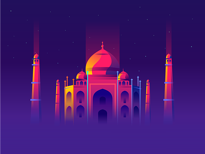 Taj Mahal design gradient heritage illustration india monuments place tajmahal ui vector