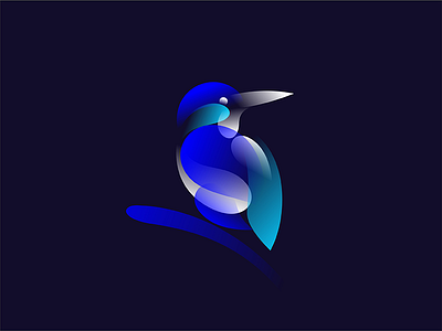 Kingfisher bird blue gradient icon illustration logo mark nature symbol