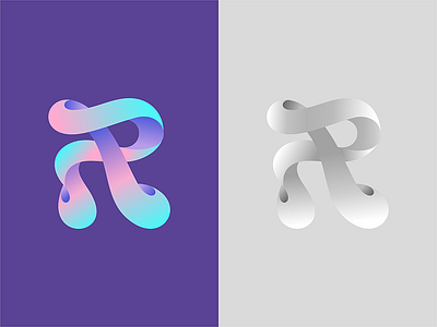 R Mark gradient icon identity letter logo mark monogram r symbol