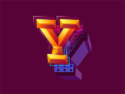 Y 3d gradient icon identity letter logo mark monogram symbol vector y