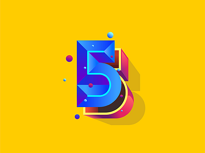 5 3d 5 five icon identity logo mark monogram number vector letter
