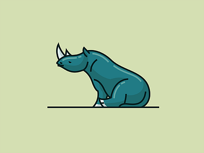 Lazy Rhino animal illustration mark rhino rhinoceros vector