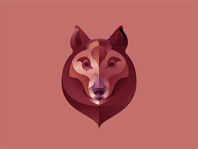 Wolf animal brown face geometric gradient illustration mark vector violet wolf wild