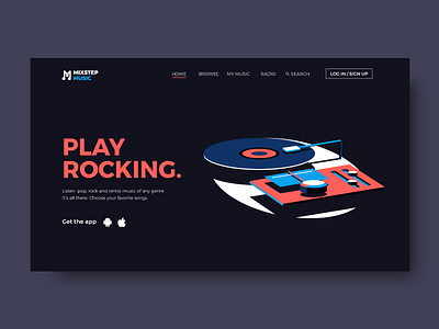 Music landing Page Concept design illustration landing page music player remix template ui ux web website