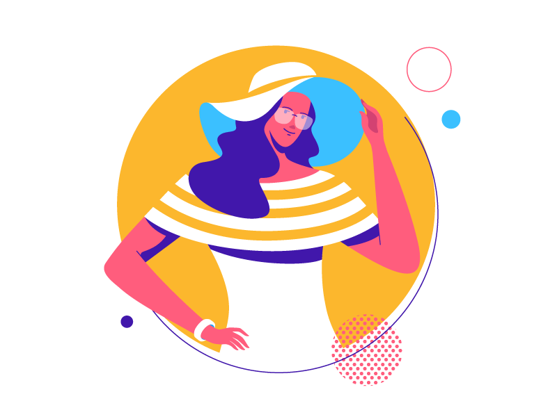 Vacation avatar character enjoy girl holiday hot illustration lady relax style vacation