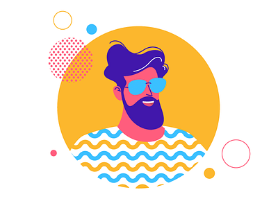Cool dude avatar beard character circle cool guy illustration man pattern portrait sunglass