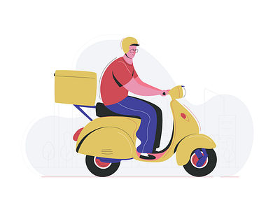 Delivery Guy boy delivery flat guy illustration man scooter service vector vehicle