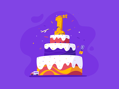 Spocket's First Birthday! 1 anniversary cake celebration delivery dropshipping first food illustration letter online shopify spocket sweet vector