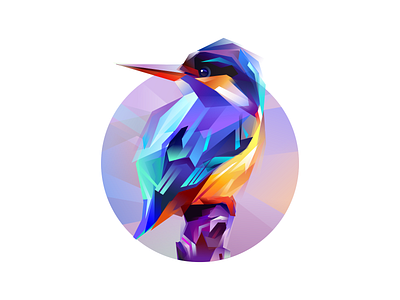 Kingfisher bird colorful crystal gradient kingfisher mark nature style