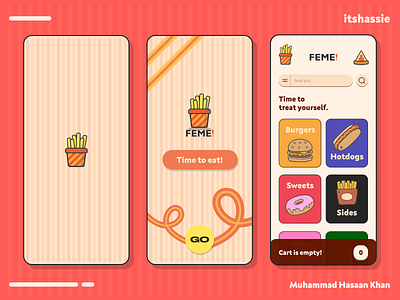 The FEME! Food Delivery App Design 2d 3d android animation app app design app designer application design branding delivery app design doodle app food app graphic design illustration ios app logo motion graphics ui uiux
