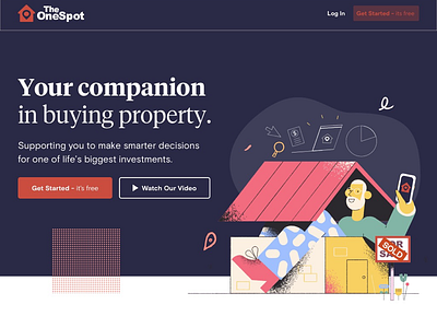 The Onespot landing page graphic design property realestate