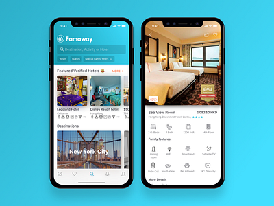 Family travel app mock accommodation ios iphone x mock design
