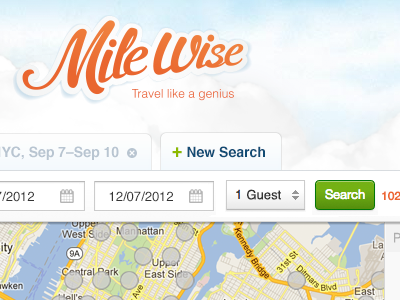 Hotels Search Milewise app hotel search hotels listing map results sort by web design