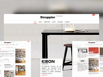 Struppler Industriedesign clean design flat red typography web website white