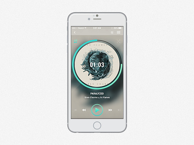 Music App Concept app application blue concept glow green music song ui