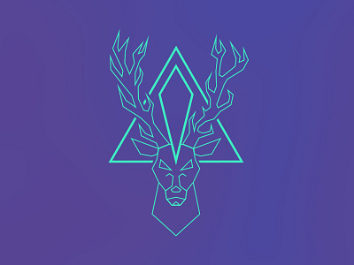 Geometric Deer blue deer elk geometric horns purple stag triangle vector
