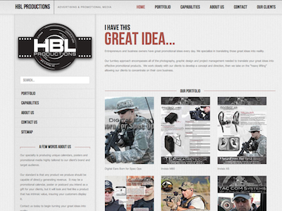 HBL Productions portfolio tactical website