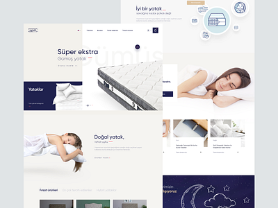 Uyum Yatak Website bed branding cart ecommerce furniture grid illustration interior landing layout modern product rebrand shopify sleep ui ux web website