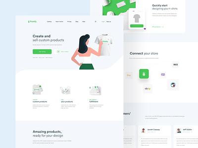 Printify : Home design homepage illustration landing page ui ux web website