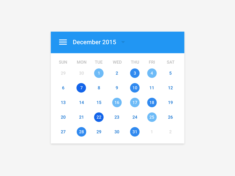 Daily UI 038 - Calendar by Derek Torsani on Dribbble