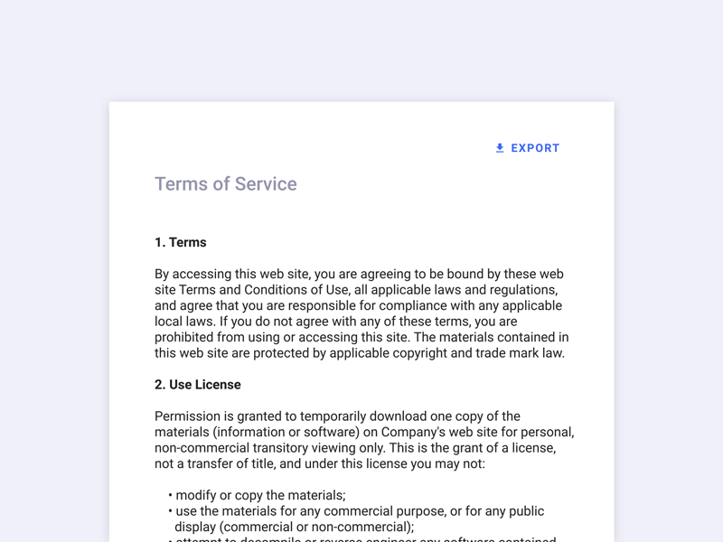 Daily UI 089 - Terms of Service 089 dailyui export terms