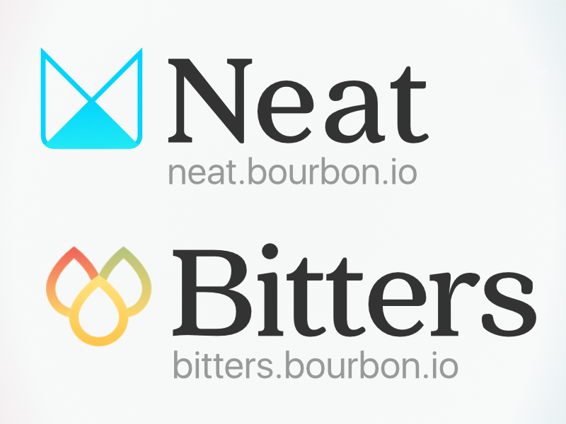 Neat & Bitters logo revs code logo sass open source