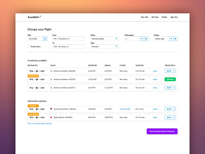 Flight Booking travel ui ux