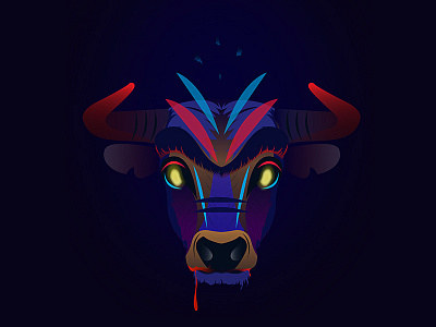 Indian Bull animal bull color design gradient illustration indian poster strong wild