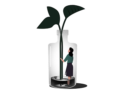 Girl... in a Bottle ! bottle girl illustration plant