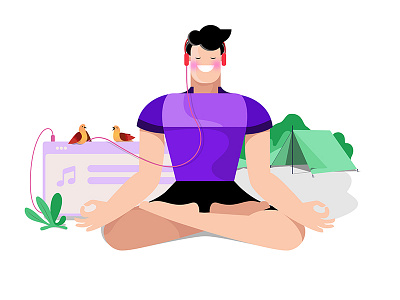 Yoga design graphic illustration meditation music app