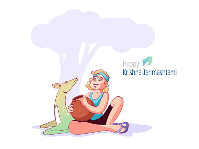 Krishna Janmashtam design graphic illustration indian god vector