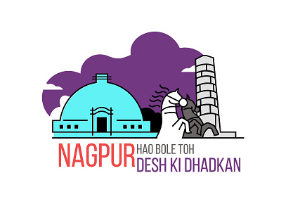 NAGPUR CITY design gradient graphic illustration india logo