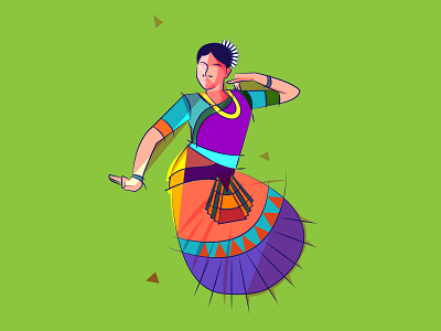 Bharatanatyam dance design girl gradient graphic illustration poster