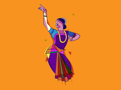 Bharatanatyam dance dancers design girl graphic illustration poster vector