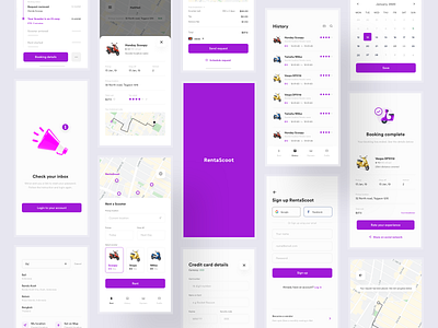 Rent a scooter - Sharing an old project bike rental app ios app map view minimal ui mobile app receipt rent bike rent scooter rental app ride sharing ride ui scooter app sign up app timeline view