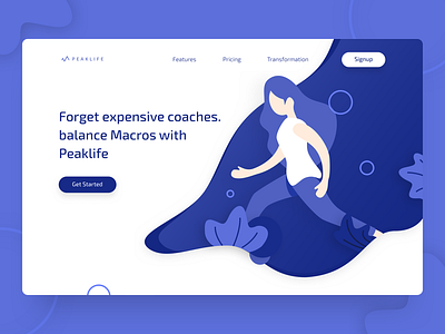 Peaklife landing page Header app landing ui illustration landing page trendy header ui design ui trend web design