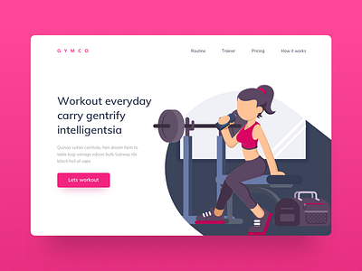 Web header exploration (Freebie) gym landing page gym website header header illustration illustration landing page ui uix web header workout illustration