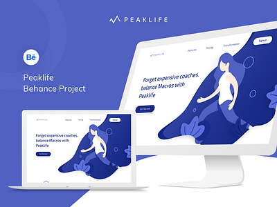 Peaklife landing page Behance project behance project header illustration landing page minimal landing page professional design ui design