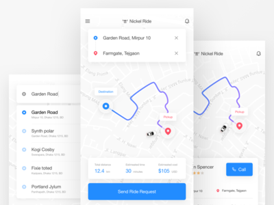 Ride sharing App | Nickel Ride animation app ui carpool clean ui flat design flat ui minimal ui ride sharing ui animation