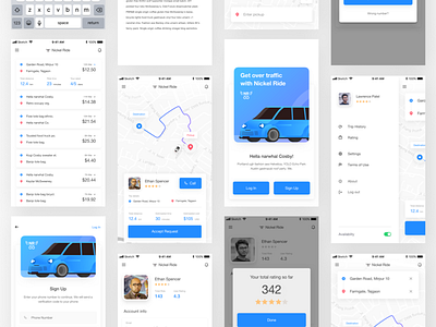 Ride sharing App | Nickel Ride | Full Preview animation app ui car illustration clean ui electric car flat design flat ui ride sharing ui animation