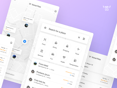 Search categories for ride sharing app | Nickel Ride animation app ui clean ui flat ui ios app map app minimal ui ride sharing ride sharing app ui ux