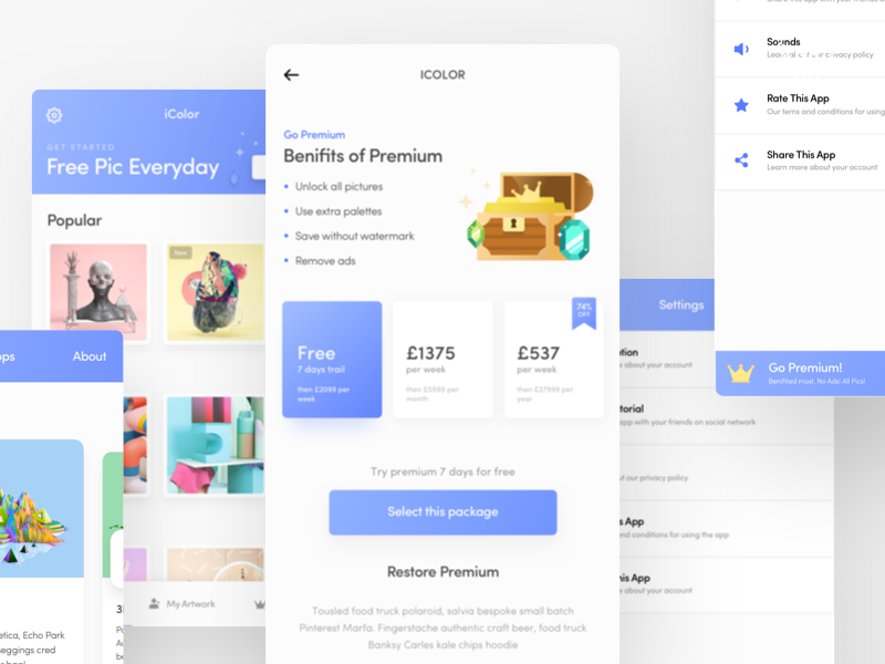 Download Premium subscription page UI | iColor IOS app by Shojol Islam | Dribbble | Dribbble