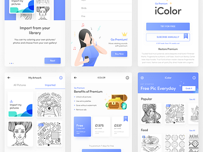 Final Preview | iColor App for IOS app ui clean ui color app color ui doodle flat ui ios app minimal app premium ui ux