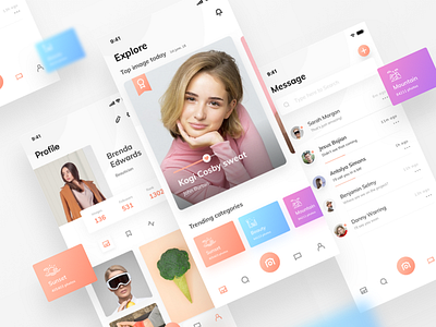 PhotoXia | Photo sharing app UI kit | Sketch | Adobe XD | Figma adobe xd colorful ui kit flat ui free ui kit ios app ios ui kit iphone x minimal ui kit photo app ui kit