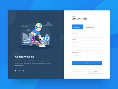 Sign up as a constructor | Signup UI app design form ui login illustration responsive responsive design sign up sign up illustration ui web app web design web form web illustration